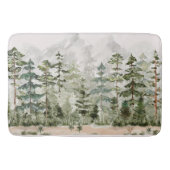 水彩緑の松の森 バスマット (正面)