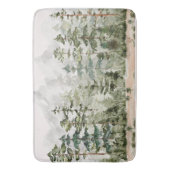 水彩緑の松の森 バスマット (正面縦)