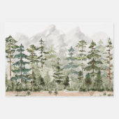 水彩緑の松の森 ラッピングペーパーシート (正面)