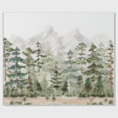 水彩緑の松の森 ラッピングペーパー (フラット)