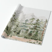 水彩緑の松の森 ラッピングペーパー (アンロールド)