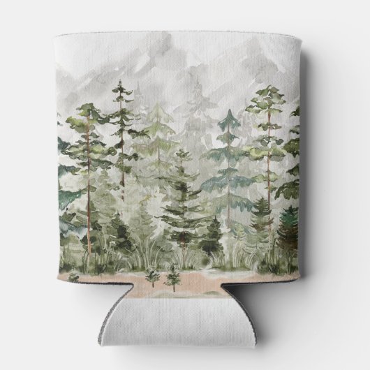 水彩緑の松の森 缶クーラー (裏面)