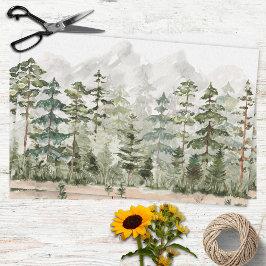 水彩緑の松の森 薄葉紙