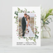 水彩緑の果実の新婚クリスマス シーズンカード (スタンド正面)