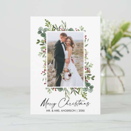 水彩緑の果実の書道インクカップル シーズンカード (スタンド正面)