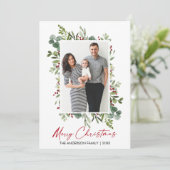 水彩緑の果実の書道赤いインク シーズンカード (スタンド正面)