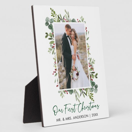 水彩緑の果実クリスマスフォト フォトプラーク (側面)