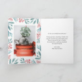 水彩緑の枠ハッピーホリデーズフォト シーズンカード (内部)