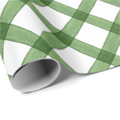 水彩緑の格子模様のクリスマス ラッピングペーパー (ロールコーナー)