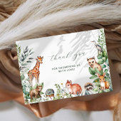 水彩緑の森の動物の赤ちゃんシャワー サンキューカード