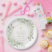 水彩緑の洗礼 |《キリスト教》洗礼式や命名式 ペーパープレート (パーティー)