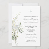 水彩緑の洗礼 招待状 (正面)
