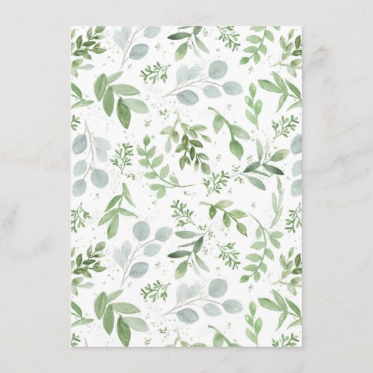 水彩緑の白い花がベビーを願う エンクロージャーカード (裏面)