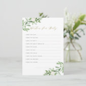 水彩緑の白い花がベビーを願う エンクロージャーカード (スタンド正面)