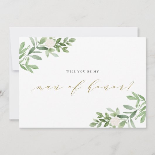 水彩緑の私の名誉の男 カード (正面)