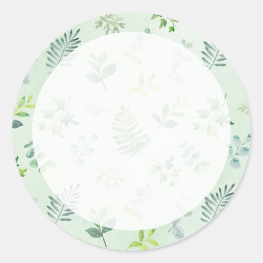 水彩緑の結婚式の引き出物シール ラウンドシール (正面)