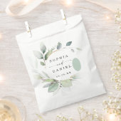水彩緑の結婚式の引き出物 フェイバーバッグ (クリップ留めされた状態)