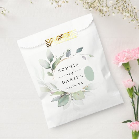 水彩緑の結婚式の引き出物 フェイバーバッグ (封をした状態)