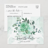 水彩緑の花デートを保存 ポストカード (正面/裏面)