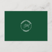 水彩緑の葉のウェディングレセプション エンクロージャーカード (裏面)