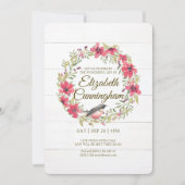 水彩緑の葉の鳥バーチャルメモリアル 招待状 (正面)