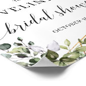 水彩緑の葉花葉の歓迎サイン ポスター (角)