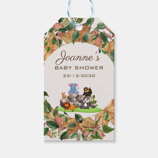 水彩緑の赤ちゃん男女兼用シャワー ギフトタグ (正面)