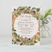 水彩緑の赤ちゃん男女兼用シャワー 招待状 (スタンド正面)