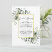 水彩緑の金ゴールドほこりっぽいブルーシャワー 招待状 (スタンド正面)