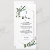 水彩緑の金ゴールドクロスバプティスメニュー メニュー (正面/裏面)