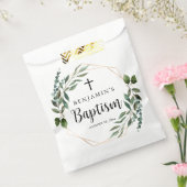 水彩緑の金ゴールドクロスバプテスマの好意バッグ フェイバーバッグ (封をした状態)