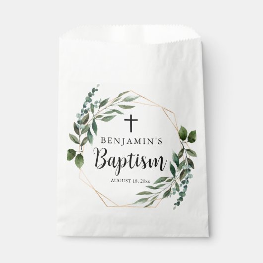 水彩緑の金ゴールドクロスバプテスマの好意バッグ フェイバーバッグ (正面)