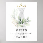 水彩緑の金ゴールドブライダルシャワーギフトサイン ポスター (正面)