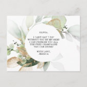 水彩緑の金ゴールドブライドメイド提案カード ポストカード (裏面)