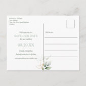 水彩緑の金ゴールドリース写真 案内ポストカード (裏面)