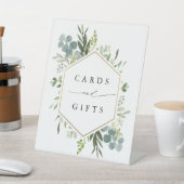 水彩緑の金ゴールド六角カード&ギフト 台座サイン (インサイチュ)