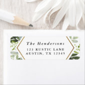 水彩緑の金ゴールド六角レツタンアドレス ラベル (インサイチュ)