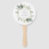 水彩緑の金ゴールド六角結婚形のタイムライン ハンドファン (正面)