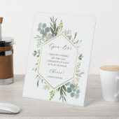 水彩緑の金ゴールド六角結婚角のオープンバー 台座サイン (インサイチュ)