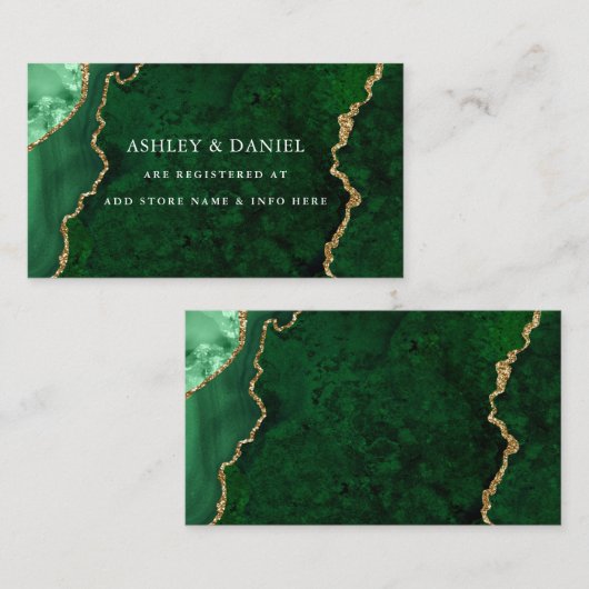 水彩緑の金ゴールド大理石ゲート結婚ーズ エンクロージャーカード (正面/裏面)
