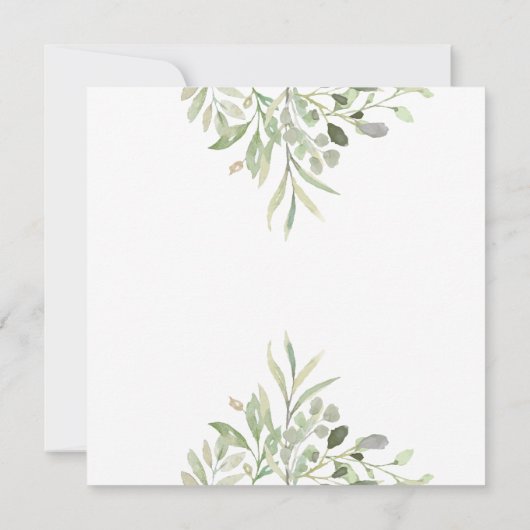 水彩緑の金ゴールド幾何学的スクリプ結婚ト 招待状 (裏面)