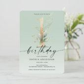水彩緑の金ゴールド第1誕生日第1位 招待状 (スタンド正面)