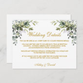 水彩緑の金ゴールド結婚の詳細カード ポストカード (正面/裏面)