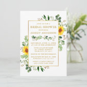 水彩緑ひまわりブライダルシャワー金ゴールド 招待状 (スタンド正面)