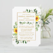 水彩緑ひまわり金ゴールドブライダルシャワー 招待状 (スタンド正面)