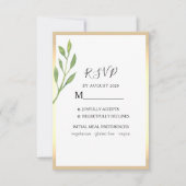 水彩緑エメラルドグリーン結婚ズ 出欠カード (正面)