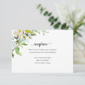 水彩緑エレガント色ウェディングレセプション 出欠カード (スタンド正面)