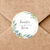 水彩緑エレガント色フローラ結婚式の引き出物 ラウンドシール