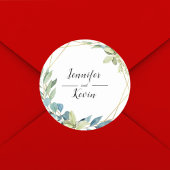 水彩緑エレガント色フローラ結婚式の引き出物 ラウンドシール