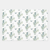 水彩緑エレガント色ユーカリ離れ ラッピングペーパーシート (正面2)